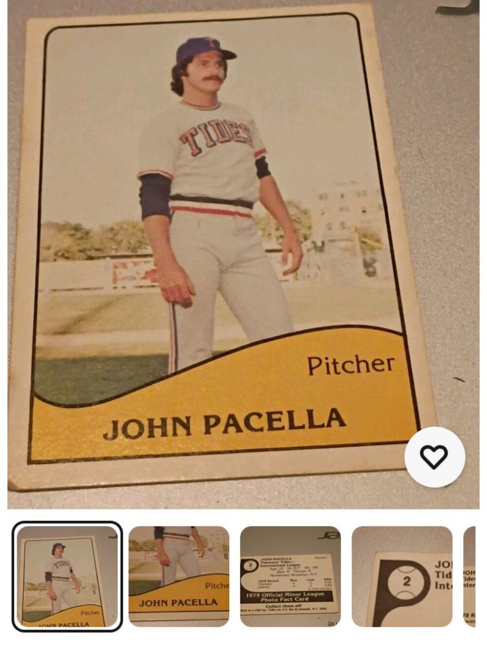 John Pacella Baseball Card - White with Navy Accents